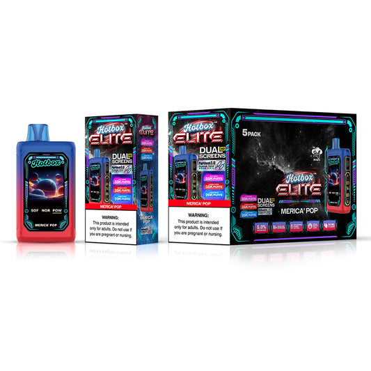 Hotbox Elite 50K Puff Disposable Vape - Merica' Pop | Display Pack of 5