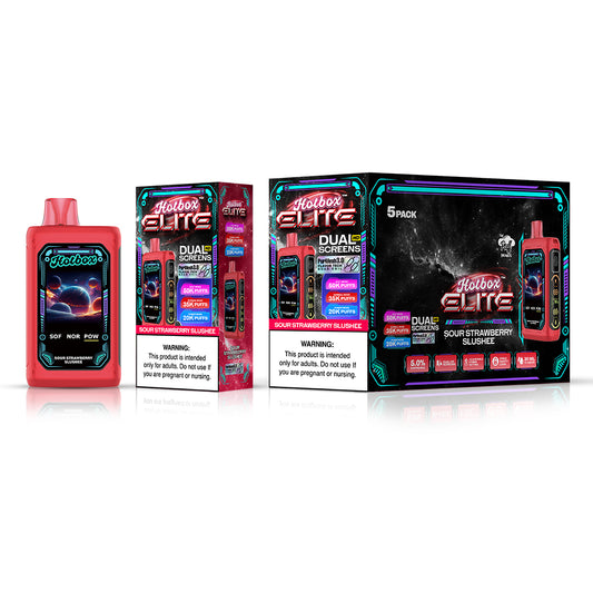 Hotbox Elite 50K Puff Disposable Vape - Sour Strawberry Slushee | Display Pack of 5