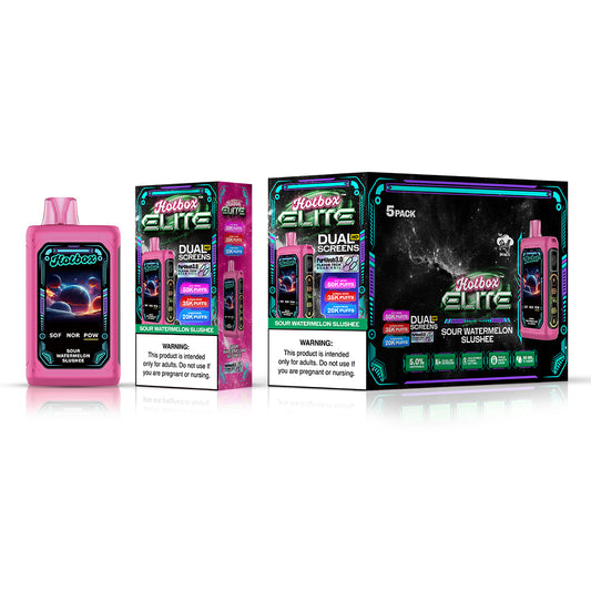 Hotbox Elite 50K Puff Disposable Vape - Sour Watermelon Slushee | Display Pack of 5