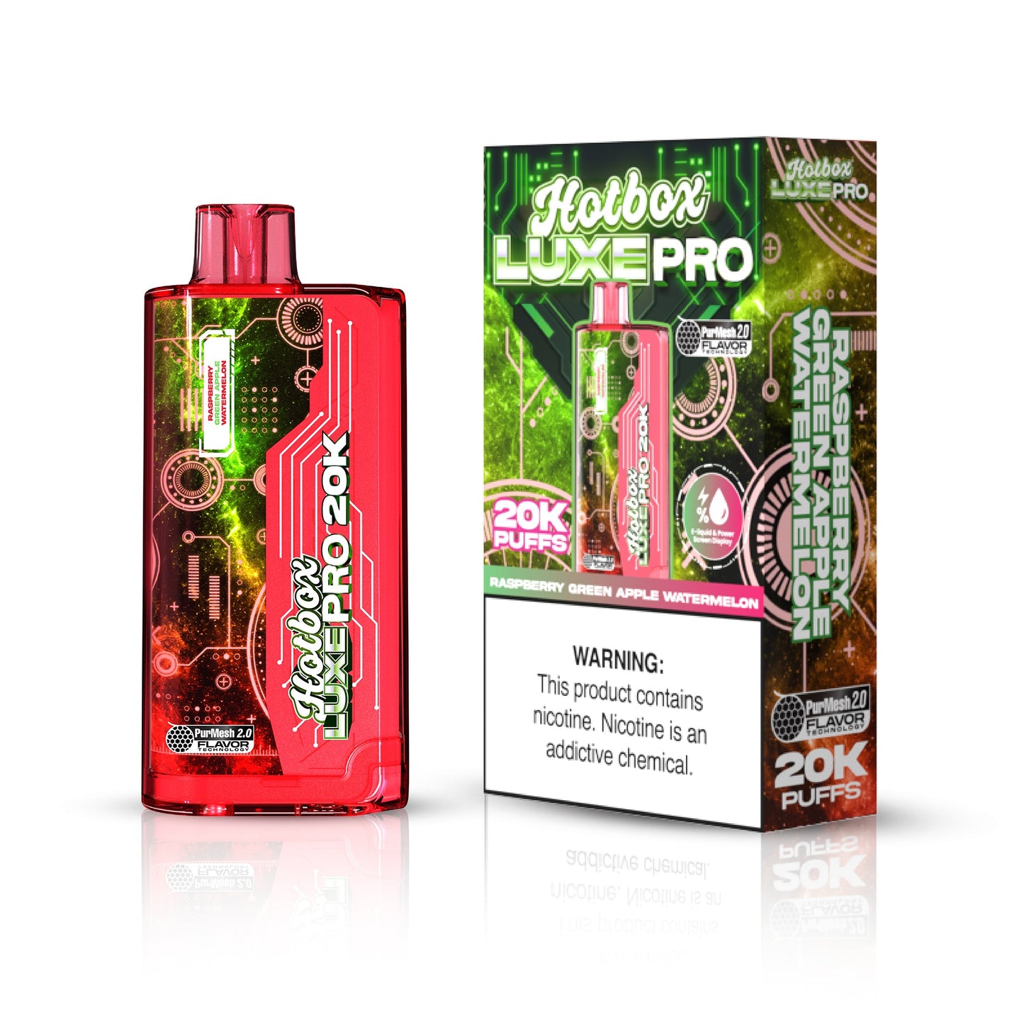 Hotbox™ Luxe Pro 20K Disposable Vape - Raspberry Green Apple Watermelon