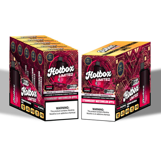 Hotbox Limited 7500 Puff Vape - Strawberry Watermelon Apple Wholesale