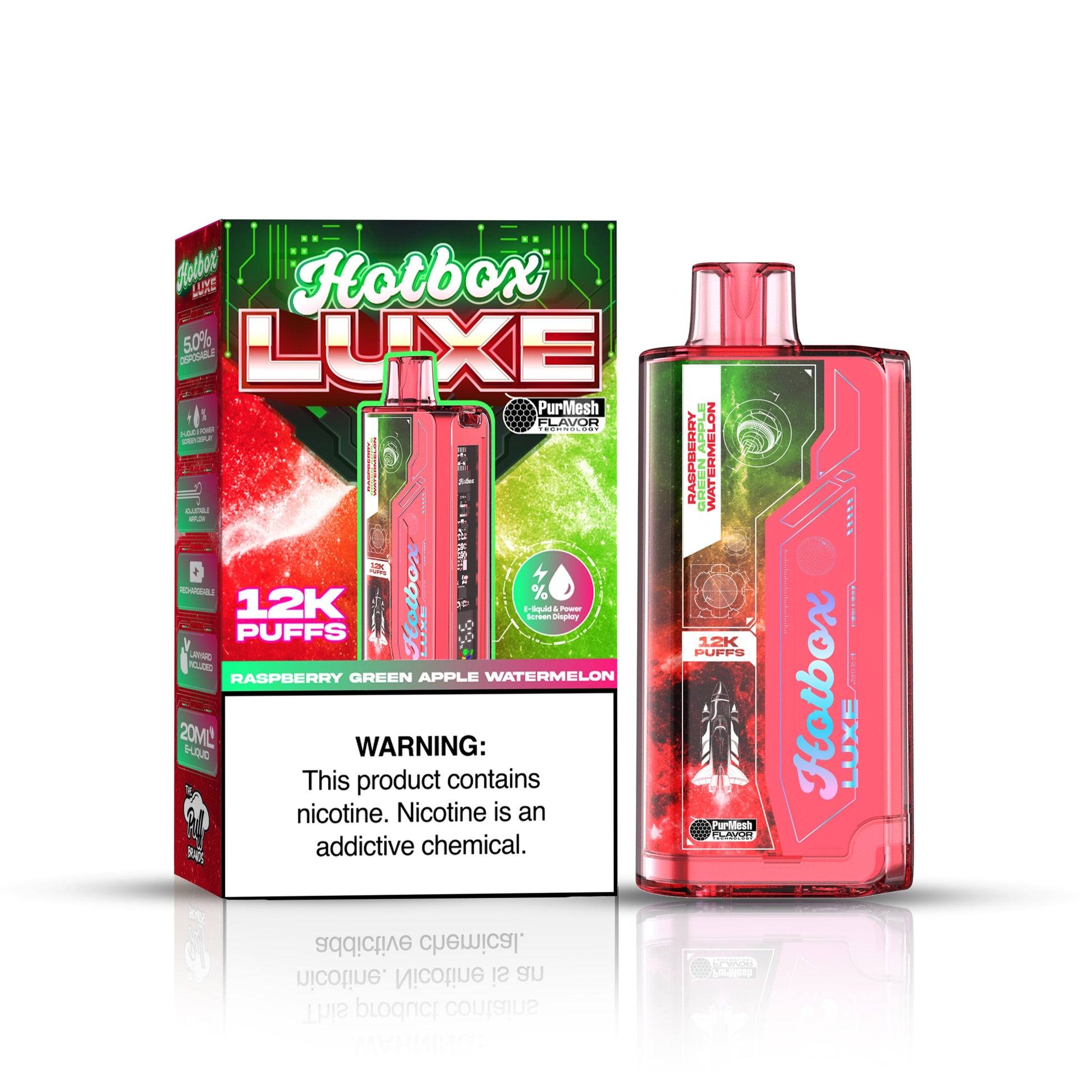 Hotbox Luxe Vape 12k Puffs Raspberry Apple Watermelon