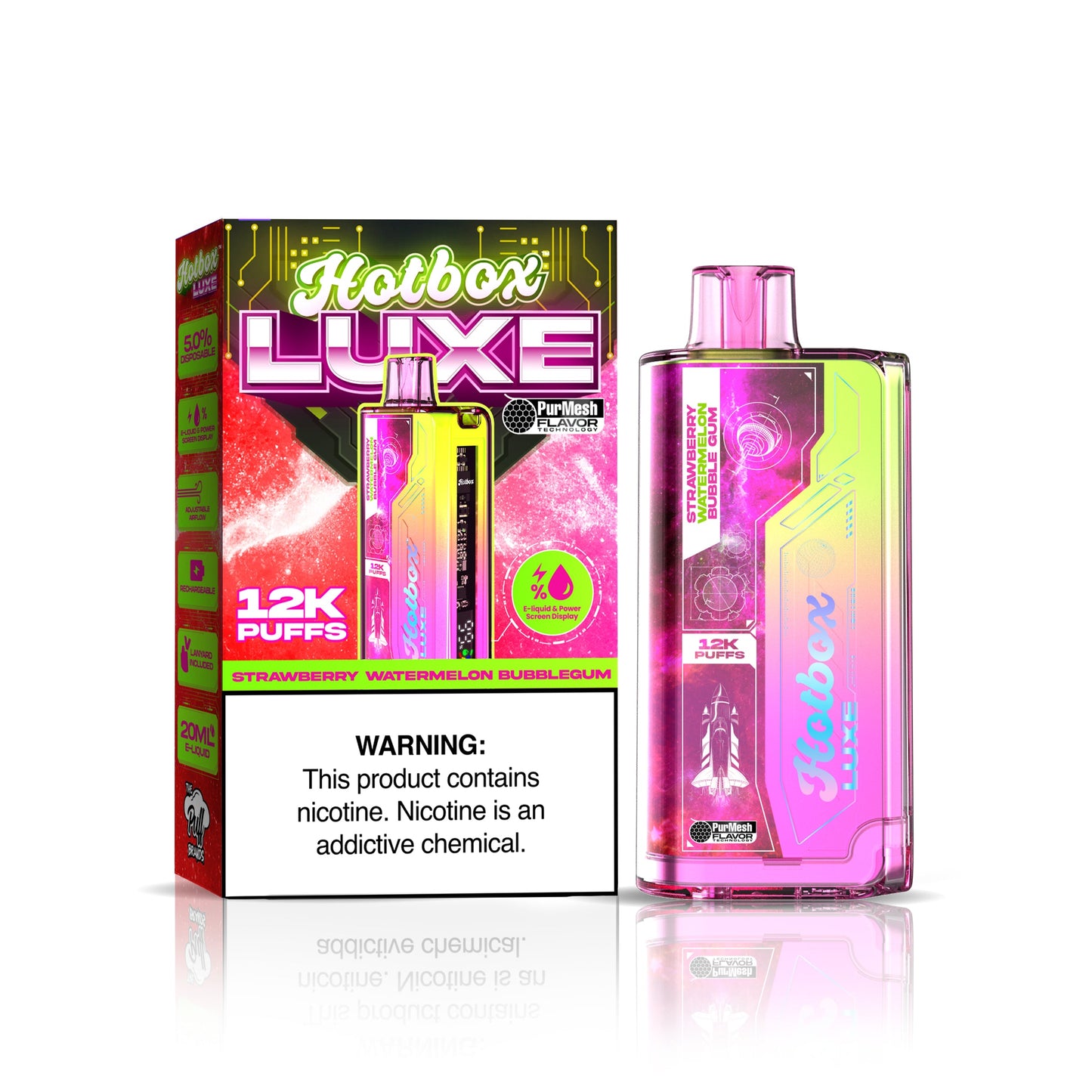 Hotbox Luxe Vape 12k Puffs Strawberry Watermelon Bubblegum