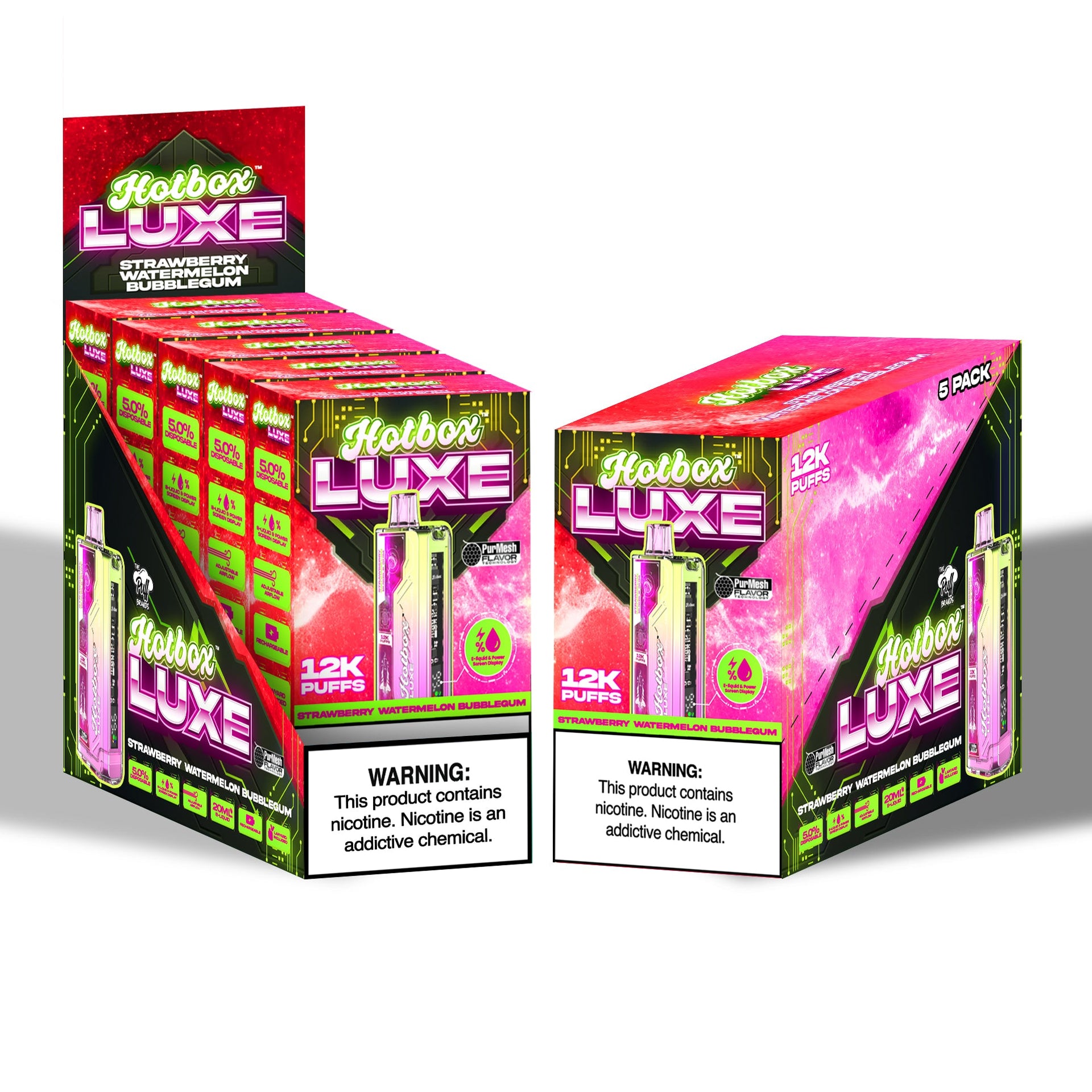 Hotbox™ Luxe 12k Puffs - Strawberry Watermelon Bubblegum | Display Pack of 5