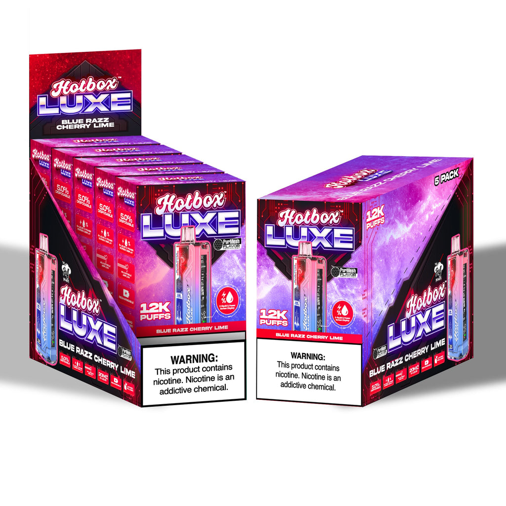 Hotbox LUXE 12k Puffs - Blue Razz Cherry Lime | Display Pack of 5